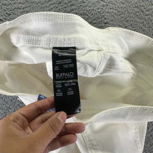 Buffalo David Bitton Brigette Pant Womens 10 White Cotton Crop Wide-Leg Stretch - Picture 6 of 12